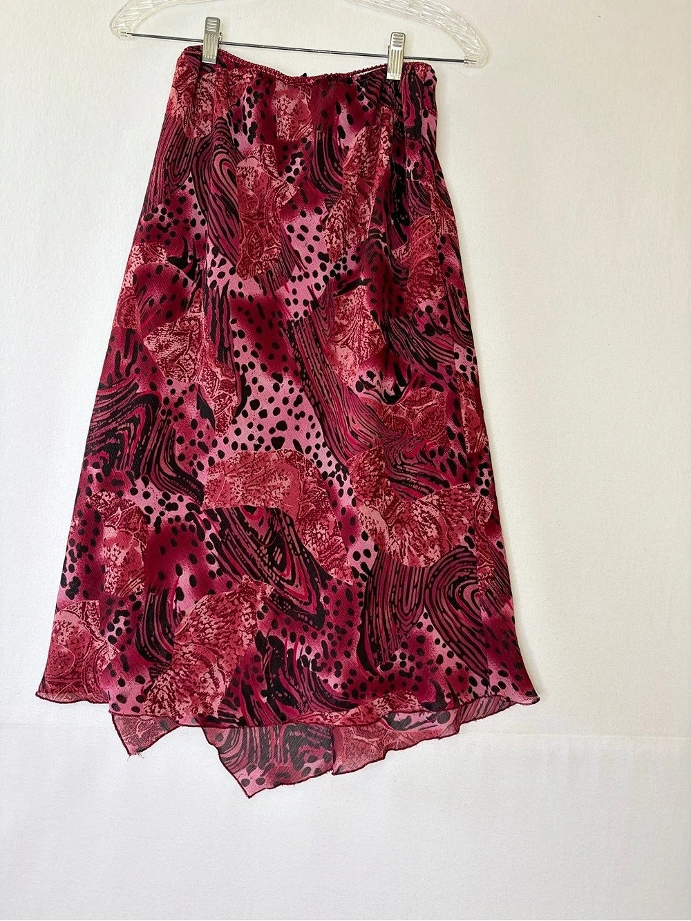 Vintage B.I.G.A.Y.C.D.A. Career Asymmetrical Handkerchief Hem Midi Skirt Sz M Bu
